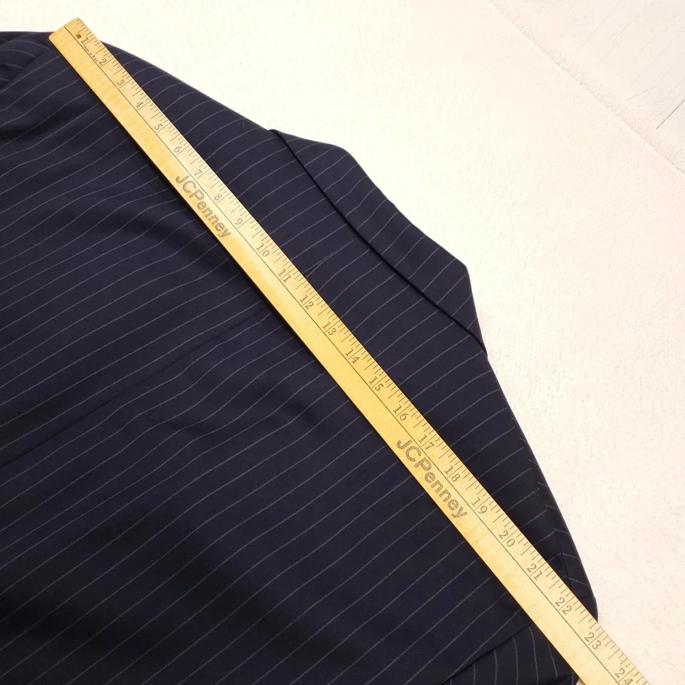 Ralph Ralph Lauren Suit Men 50L 46R Navy Blue Pinstripe Wool Blend Two Piece Set